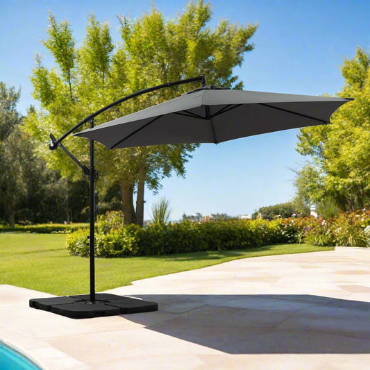 Mountview 3M Outdoor Umbrella Cantilever Grey With Base