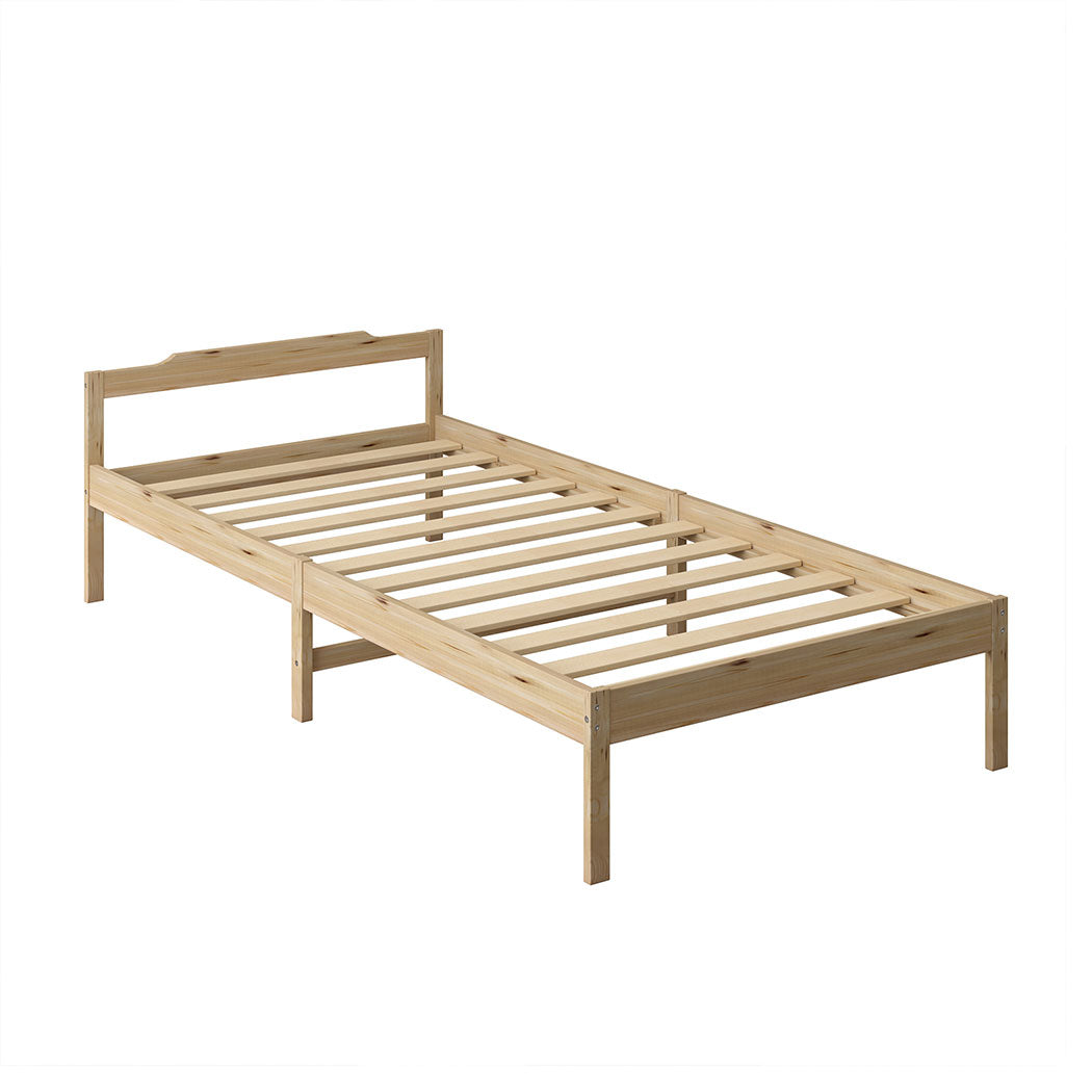 Ashley Wooden Bed Frame Base Solid Timber Pine Wood Natural no Drawers - Single