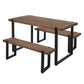 3-Piece Lucia Brown Dining Table & Chair Set Bench Industrial Cafe Restaurant