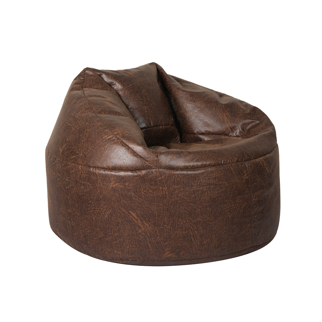 Bean Bag Chair Cover PU Indoor Home Game Lounger Seat Lazy Sofa Large - Brown