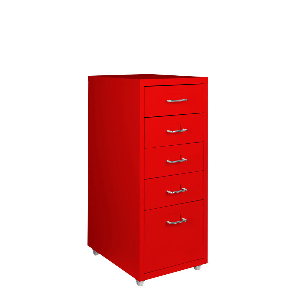 Levede 5 Drawer Office Cabinet Drawers Red