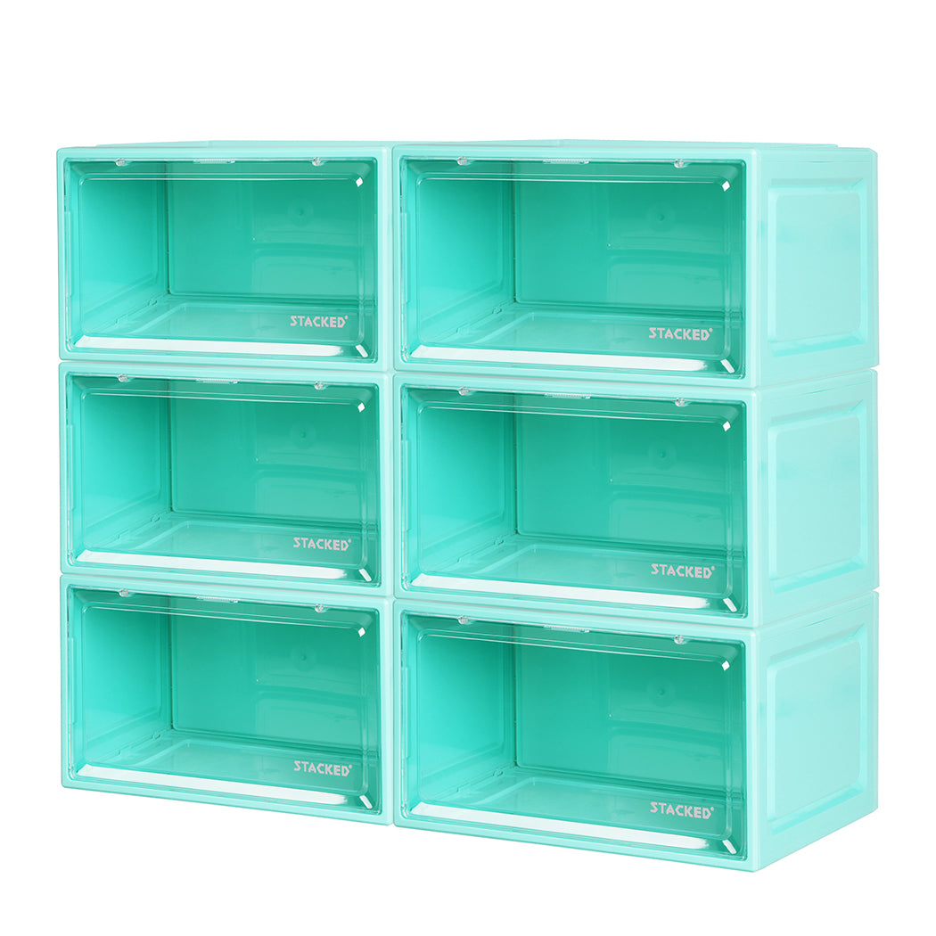 Stacked 6x Sneaker Display Case Shoe Cyan