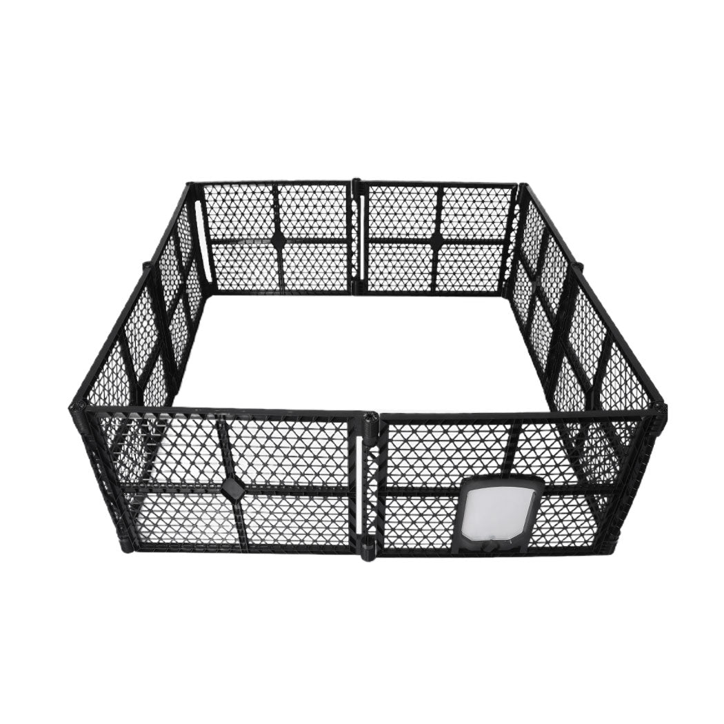 Pet Playpen Foldable Protable Dog Play Pens Plastic Garden Outdoor 8-Panels - Black Large