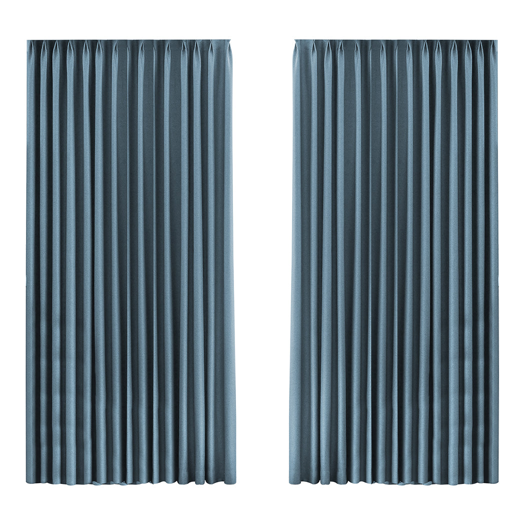 Set of 2 240x250 Blockout Curtains Chenille - Blue