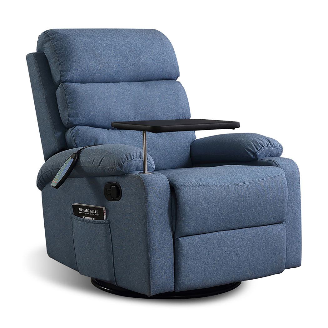 Niamh Massage Chair Recliner Chair Heated Lounge Armchair 360 Swivel - Blue