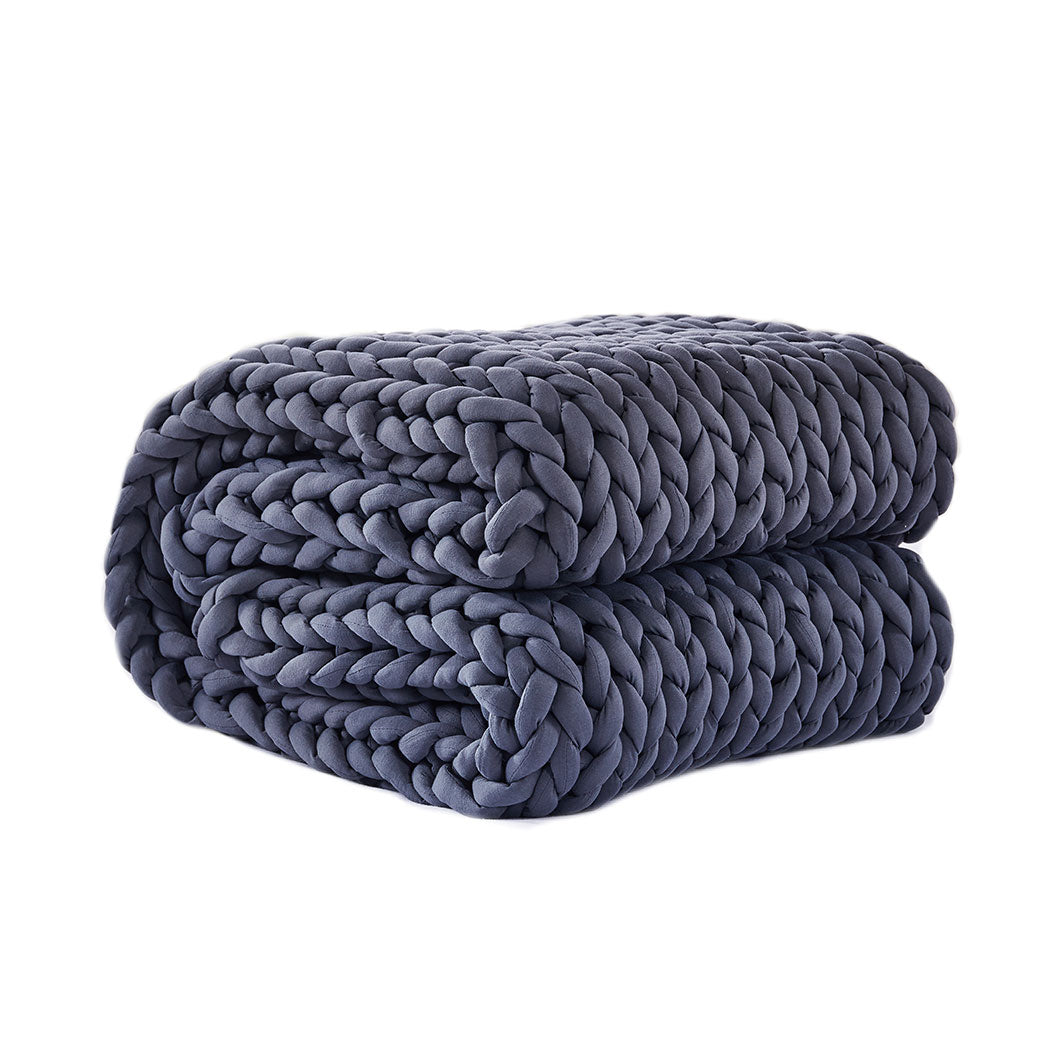 Whimsy Weighted Soft Blanket Knitted Chunky Bulky Knit 6.5KG - Dark Grey