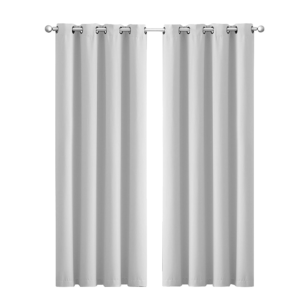 Set of 2 Blockout Curtains Panels 3 Layers Eyelet Room Darkening 140X160Cm Grey