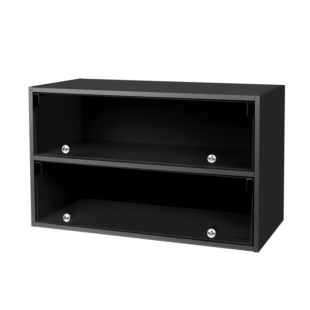 Stacked Shoes Storage Cabinet LED Sneaker Black