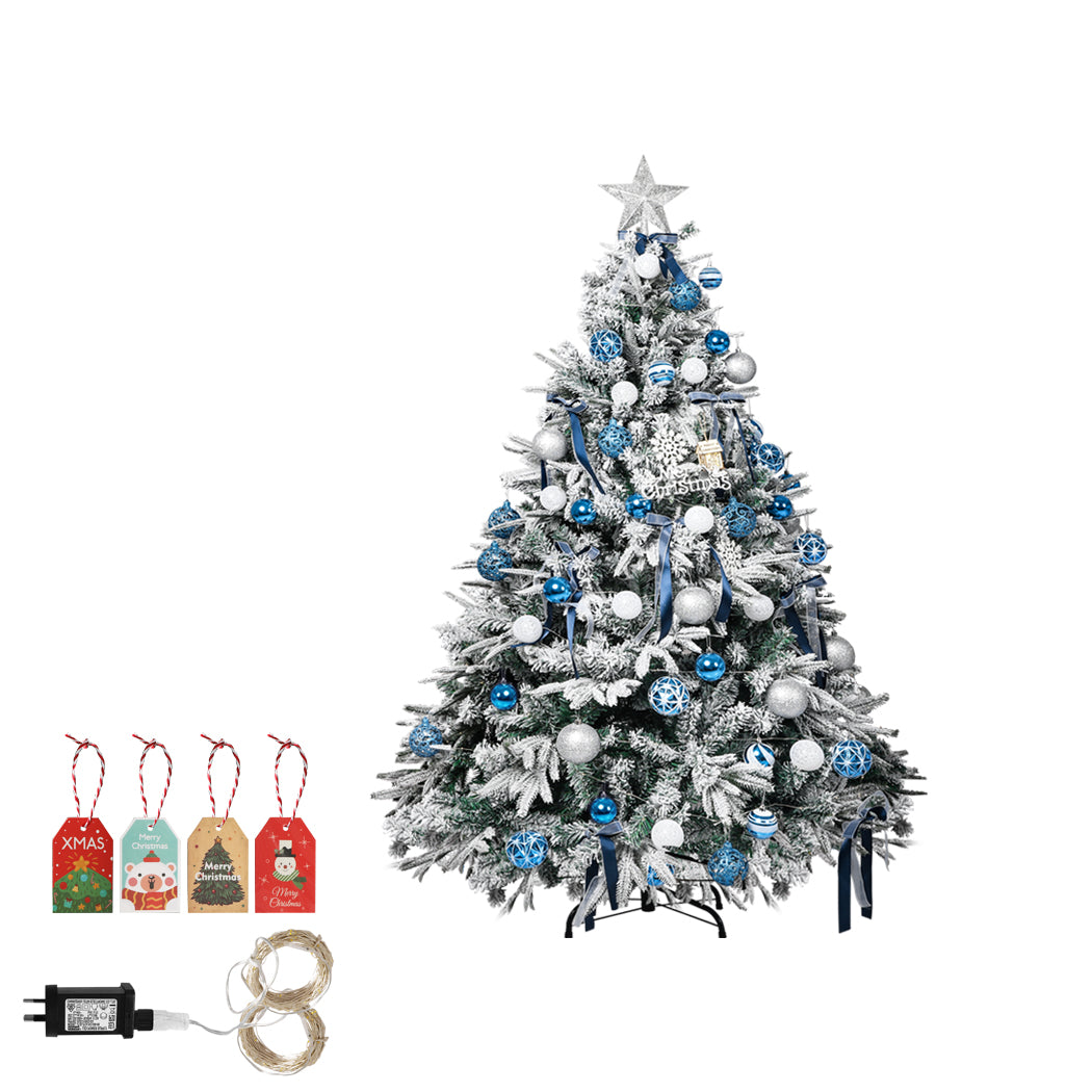 4ft 1.2m 300 Tips Christmas Tree Fairy Lights Snow Flocked Xmas Ornaments Decor