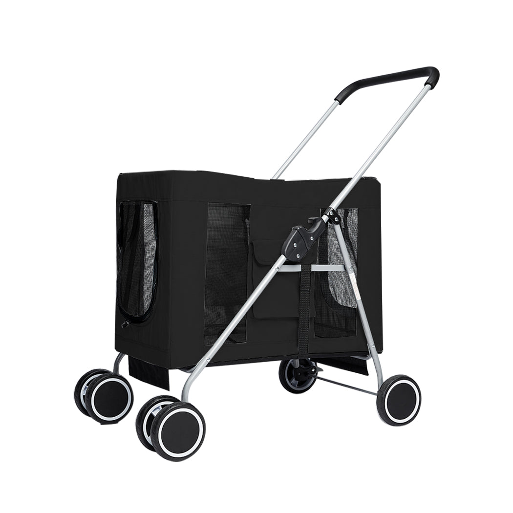 Pet Stroller Dog Cat Puppy Pram Travel Carrier 4 Wheels Pushchair Foldable Black