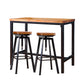 Set of 3 Potenza Industrial Pub Table & Bar Stools Wood Chair Set Home Kitchen Furniture - Black & Wood