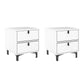 Lethbridge Wooden Steel Frame Bedside Tables Side Table Bedroom Nightstand Storage Cabinet with 2 Drawers - White