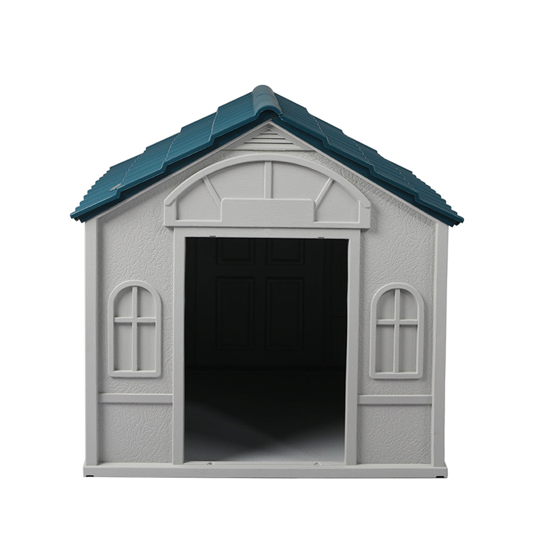 Dog Kennel Outdoor Indoor Pet Plastic Garden Large House Weatherproof Black Large