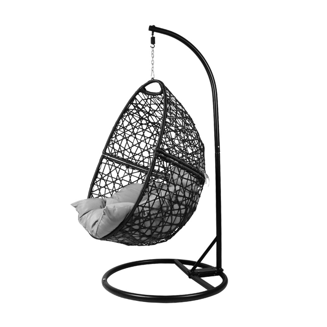 Leith Hanging Swing Egg Chair Pod Patio Cushion Seat - Black