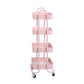 4 Tiers Kitchen Trolley Cart Steel Storage Rack Shelf Organiser Pink