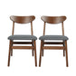 Tate Set of 2 Dining Chairs Kitchen Table Natural Wood Linen Fabric Cafe Lounge - Walnut