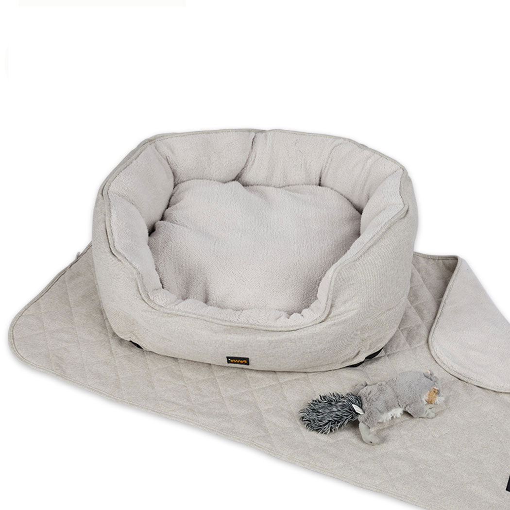 XXLarge Dog Beds Pet Set Quilted Blanket - Beige