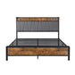 Eras Bed Frame Tufted Headboard USB Charge - Wood & Black Queen