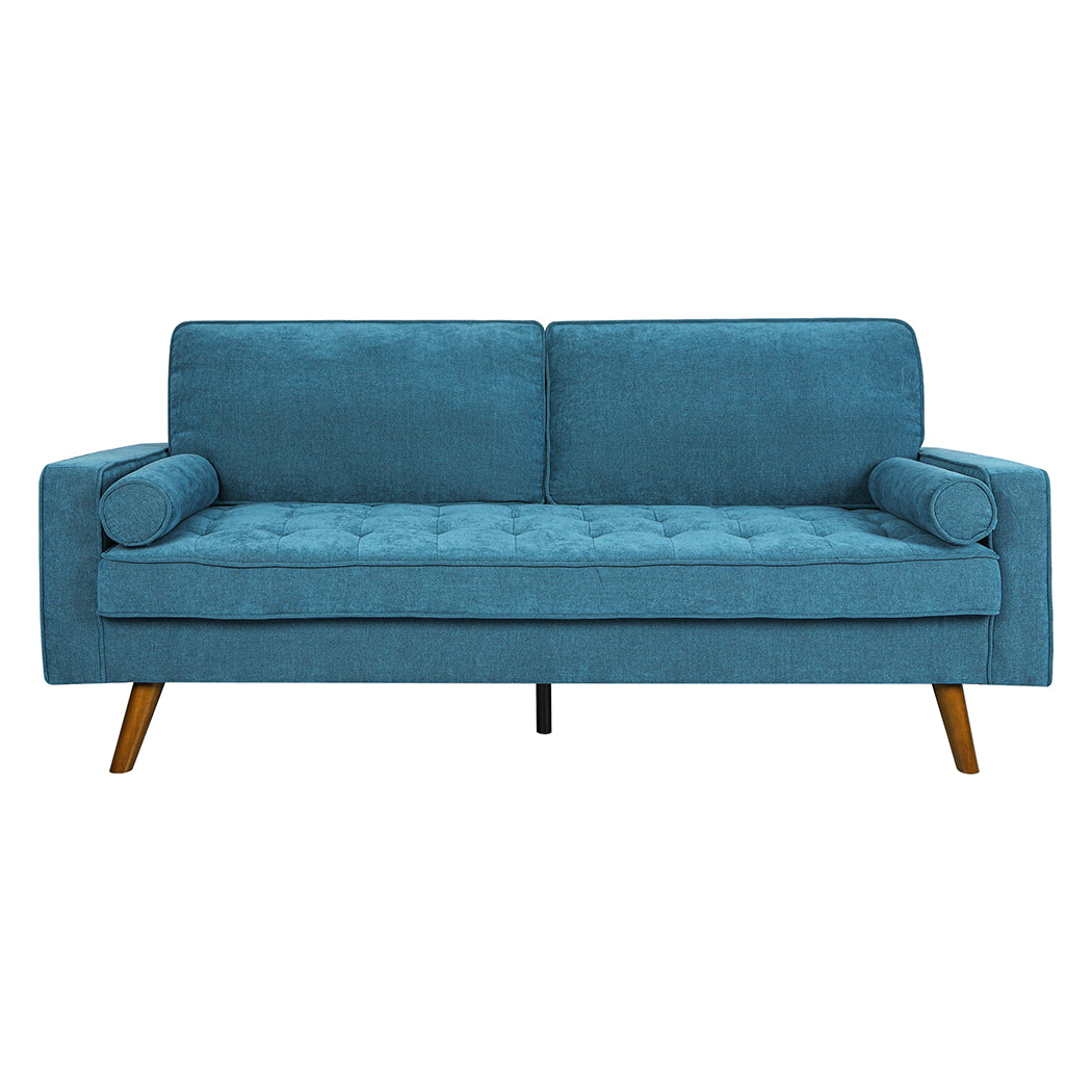 Maylee 3 Seater Fabric Sofa Armchair Couch 191cm Wide - Blue