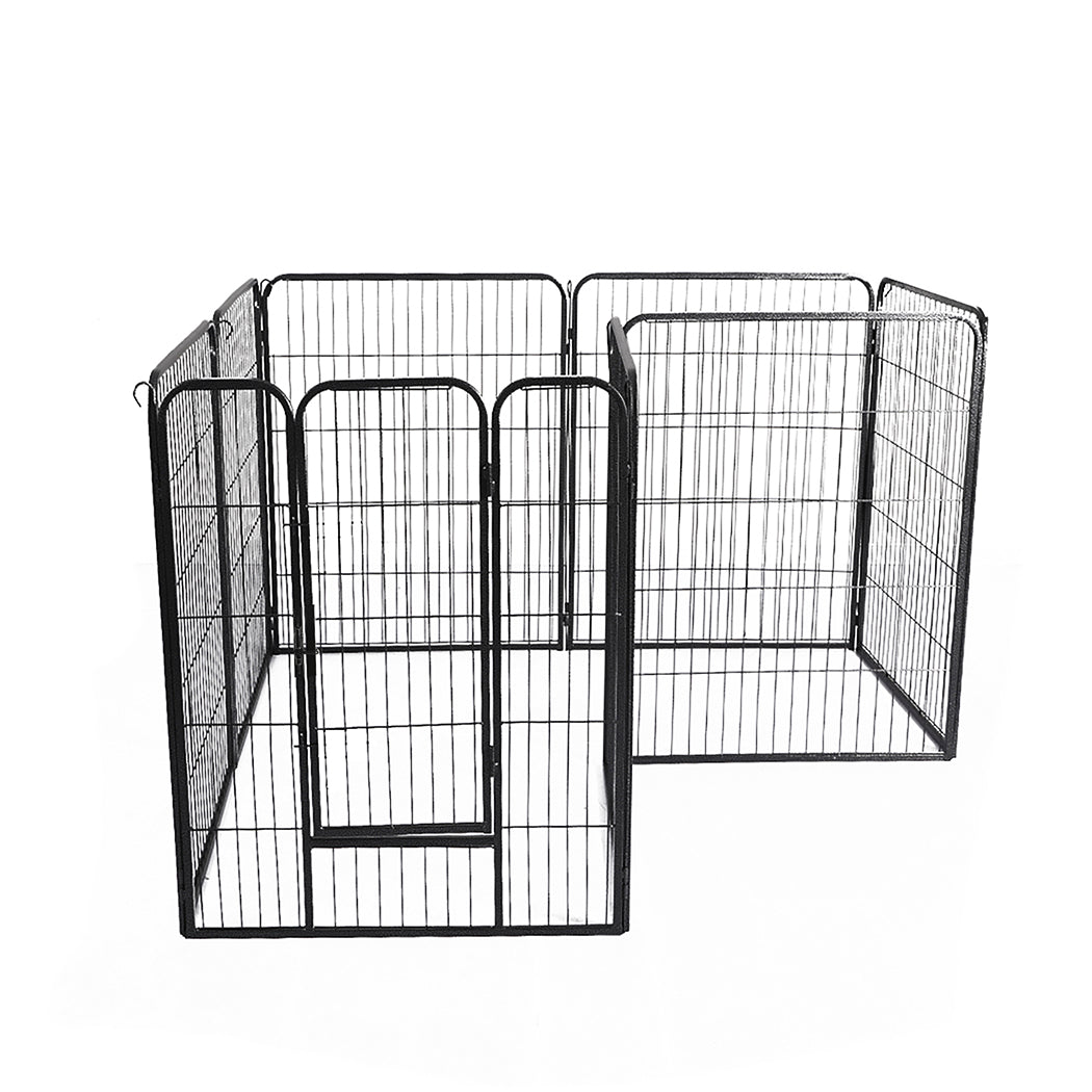 24'' 8 Panel Pet Dog Playpen Puppy Exercise Cage Enclosure Fence Cat Play Pen - Black