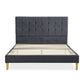 Venlo Bed Frame Base Platform Wooden Velvet with Headboard Grey - Queen