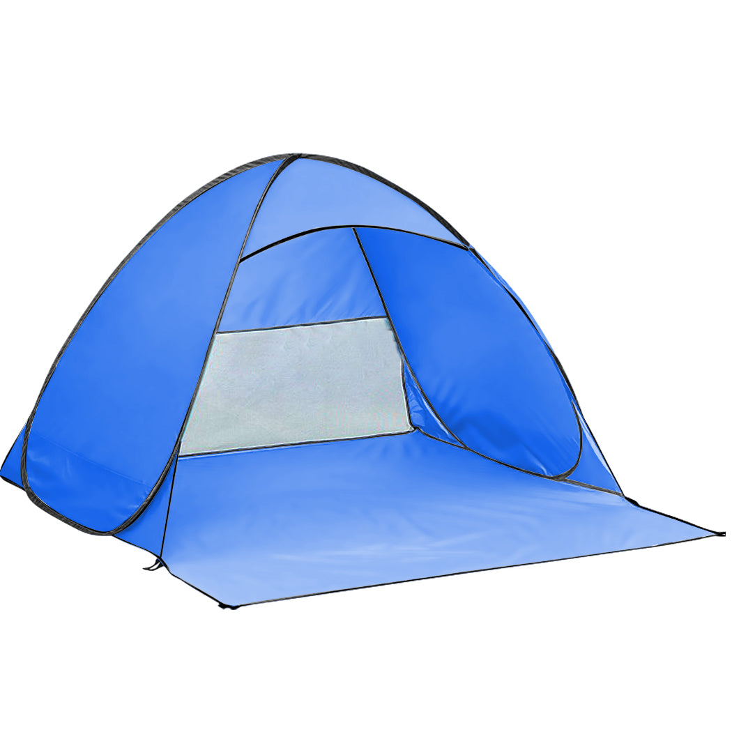 Pop Up Beach Tent Camping Portable Shelter Shade 2 Person Tents Fish Blue