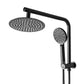 High Pressure Shower Head Set Rain Round - Black