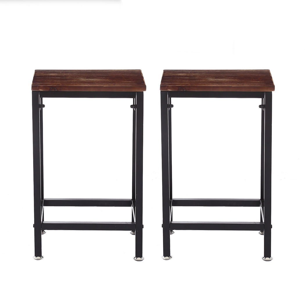 Set of 2 Belgrade Bar Stools Stool Kitchen Wooden Chair Dining Metal Industrial Barstools - Oak