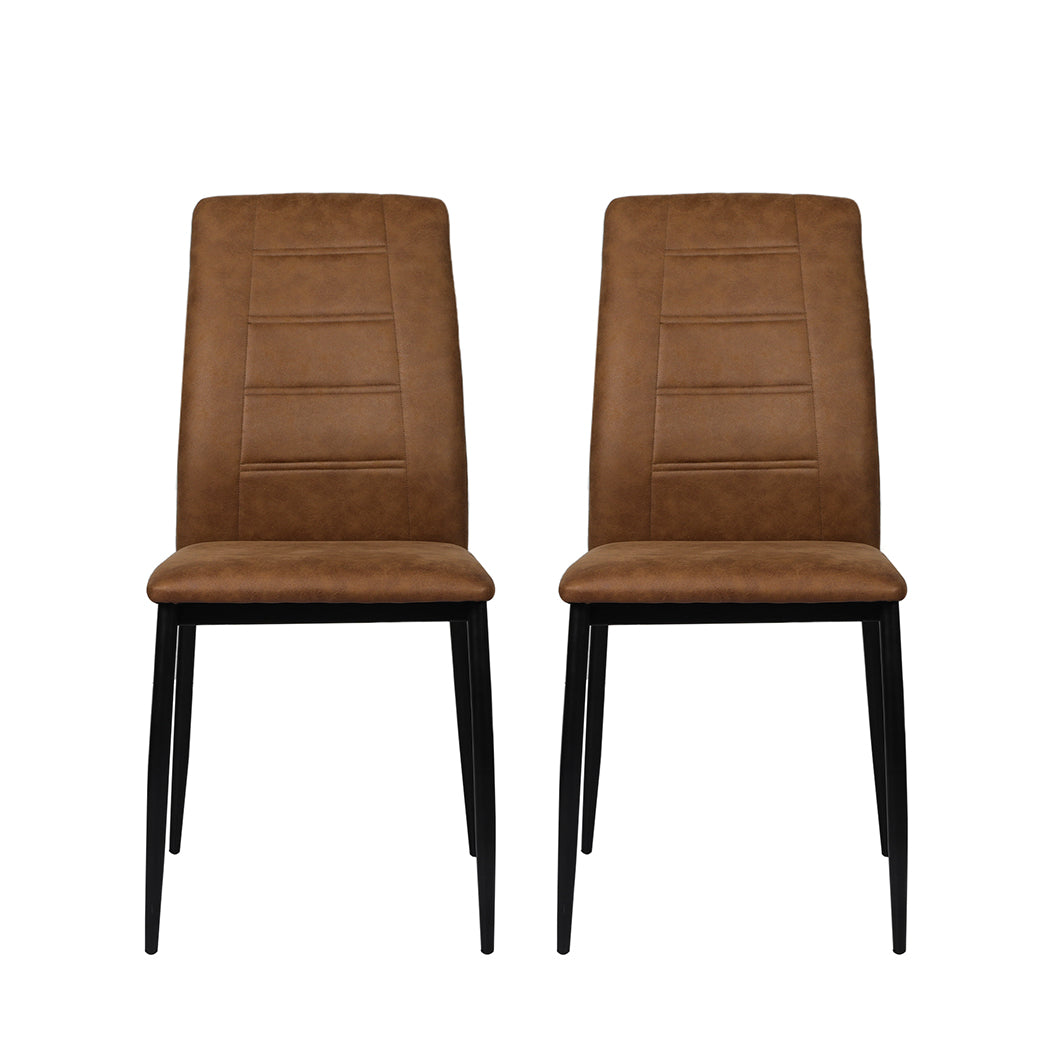 Rosalind Set of 2 Dining Chairs Leathaire - Brown