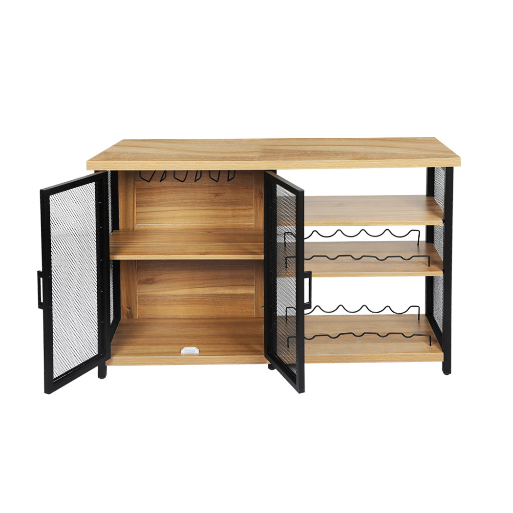 Bar Cabinet Buffet Sideboard - Oak & Black