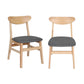 Tate Set of 2 Dining Chairs Kitchen Table Natural Wood Linen Fabric Cafe Lounge - Natural