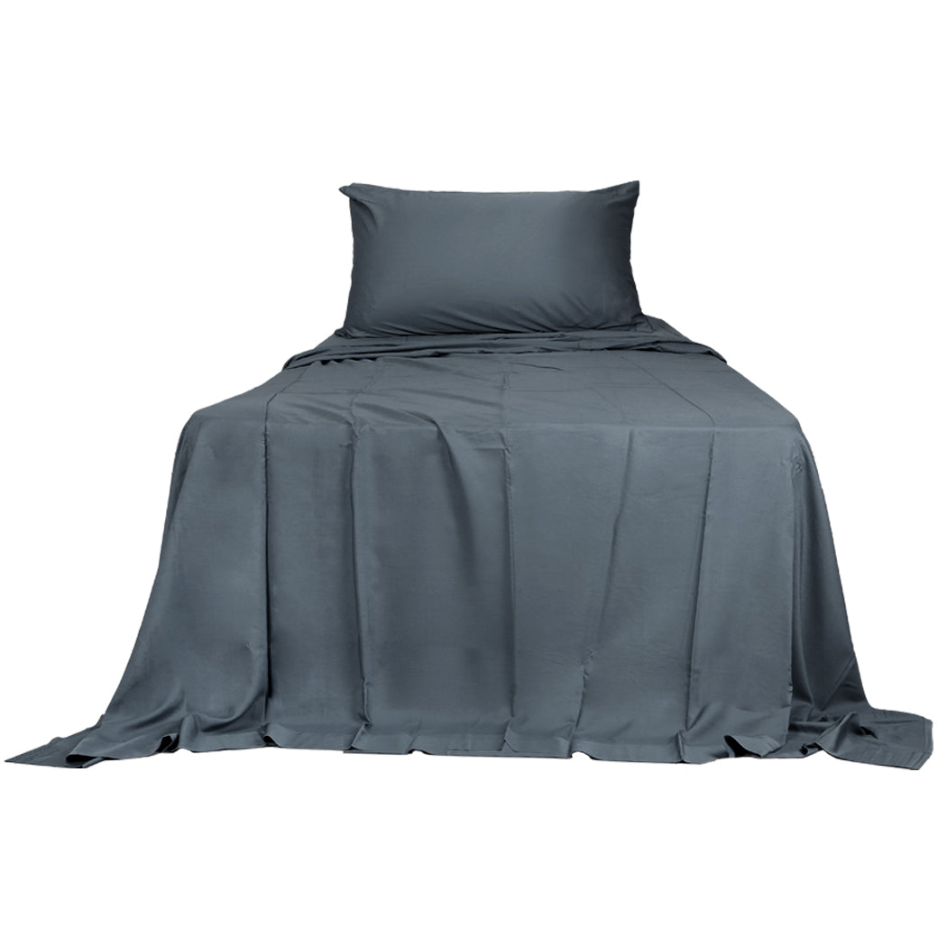 Single Dreamz 3pcs Single Size 100% Bamboo Bed Sheet Set Charcoal