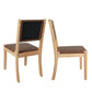 Bronwen Set of 2 Dining Chairs PU Woven Leather Kitchen Chair Lounge Midcentury Modern - Brown