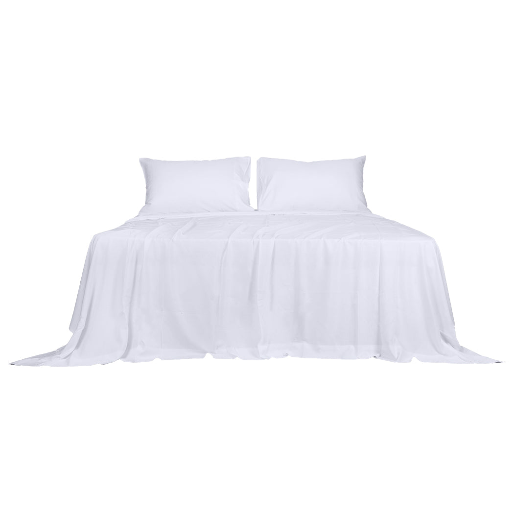 Queen Dreamz 4pcs Size 100% Bamboo Bed Sheet Set White