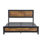 Elvira Metal Bed Frame Platform Wooden Rivets no Drawers - Black & Wood Queen