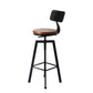 Set of 4 Marseille Industrial Bar Stools Chairs Kitchen Stool Wooden Barstools Swivel - Black & Wood