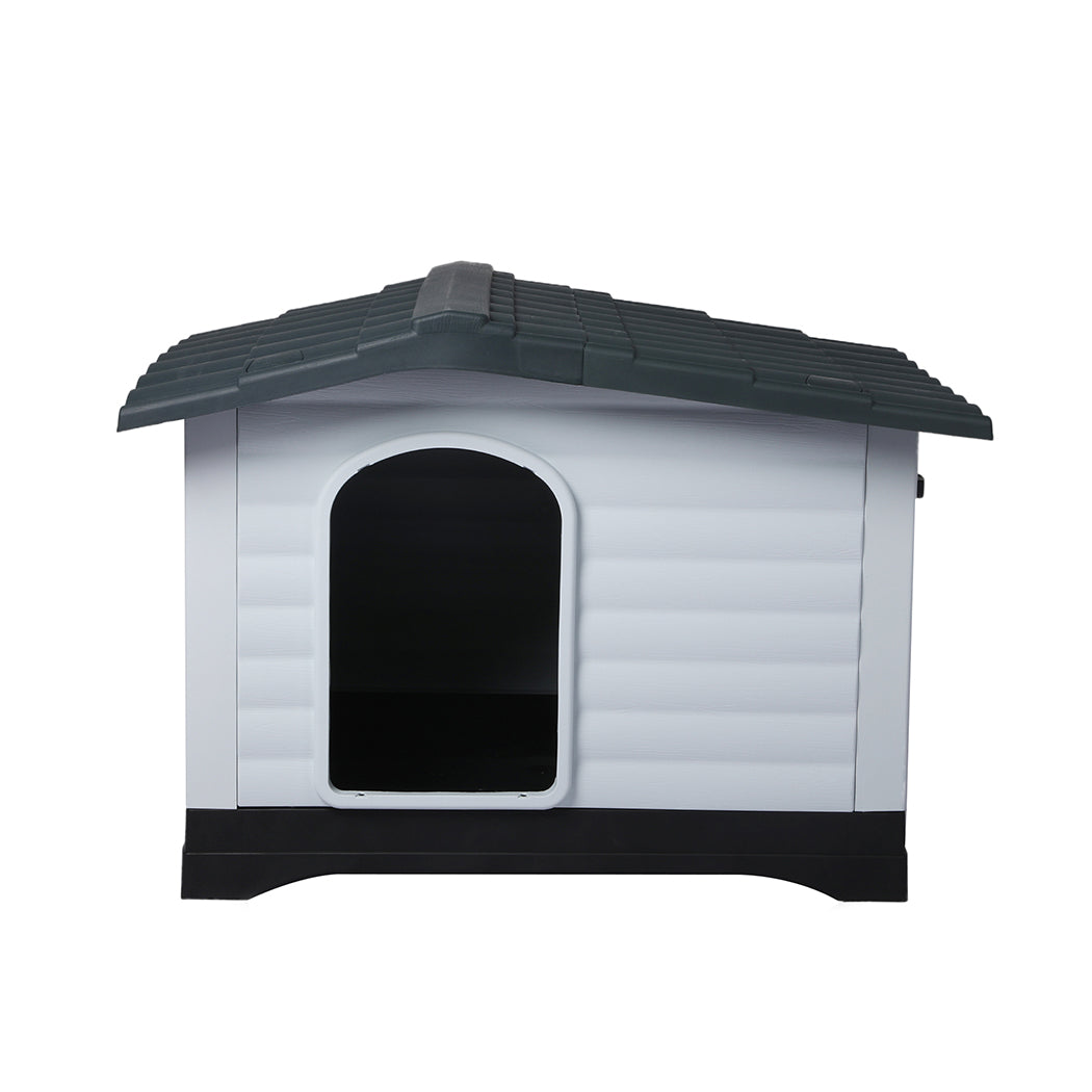 Dog Kennel Outdoor Indoor Pet Plastic Garden Large House Weatherproof Grey Large