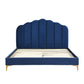 Ariana Bed Frame Base Platform Wooden Velvet with Headboard Blue - Queen