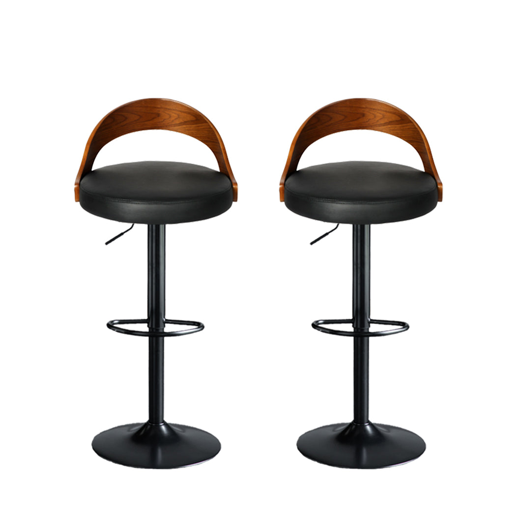 82.5cm Essen Bar Stools Kitchen Gas Lift Wooden Beech Stool Chair Swivel Barstools - Black