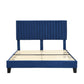 Cheyenne Bed Frame Base Platform Wooden Velvet with Headboard Blue - Double