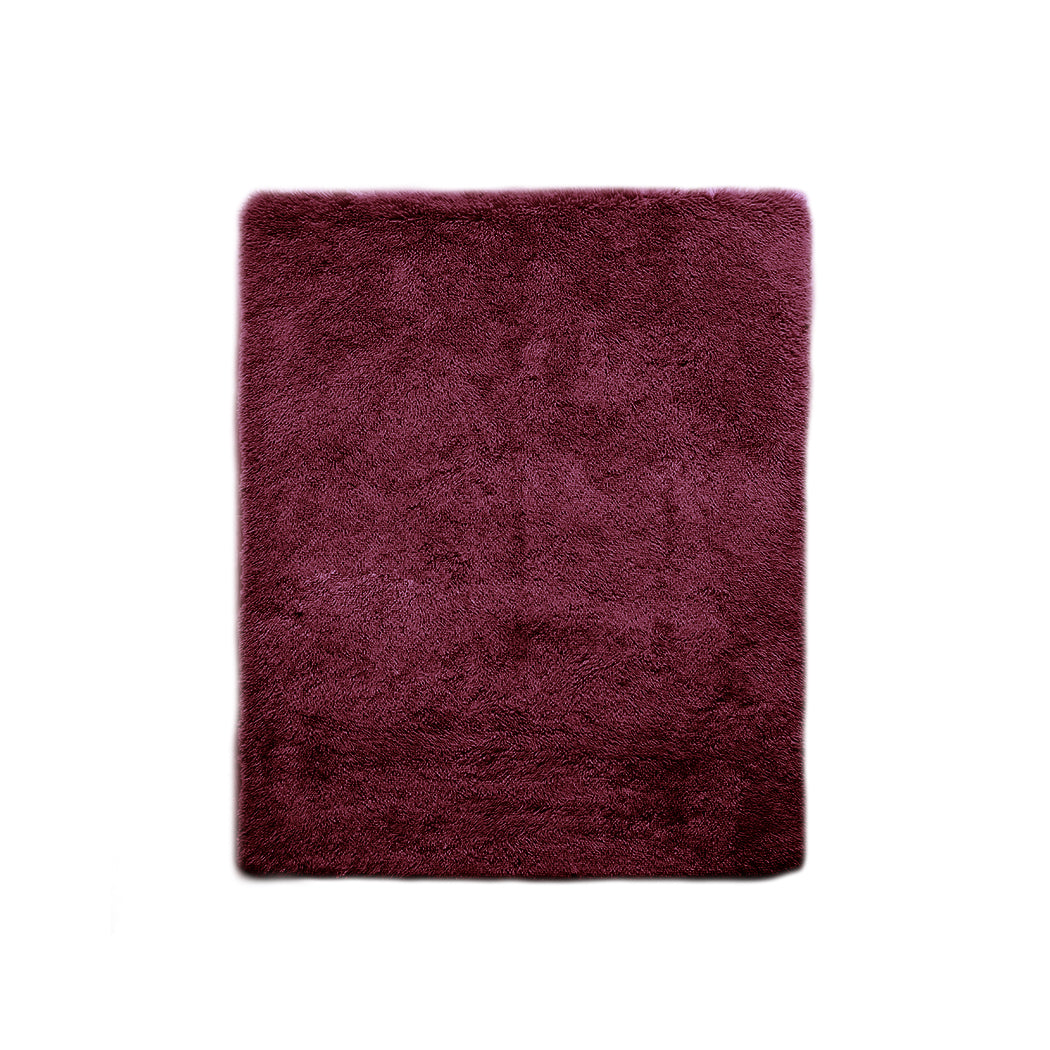 Amira 200x230 Designer Soft Shaggy Floor Confetti Rug - Burgundy