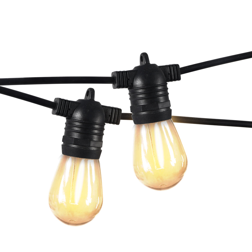 50M 50 LED Bulbs Festoon String Lights Xmas Party Waterproof Outdoor - Warm White