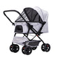 Pet Stroller Pram Dog Carrier Trailer Strollers 4 Wheels Foldable Large - Grey Large