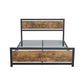 Levi Metal Bed Frame Platform Wooden Industrial Rustic - Black & Wood Double