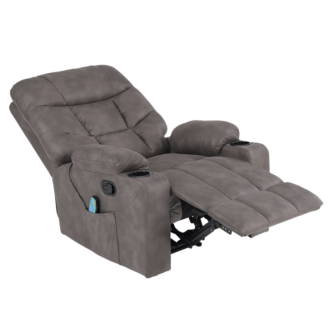 Pax Electric Massage Recliner Chair Heated 8-point Lounge Armchair - Grey