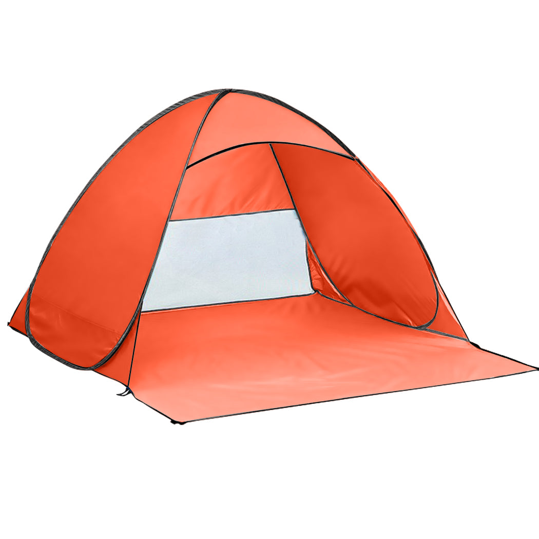 Pop Up Beach Tent Camping Portable Shelter Shade 2 Person Tents Fish Orange