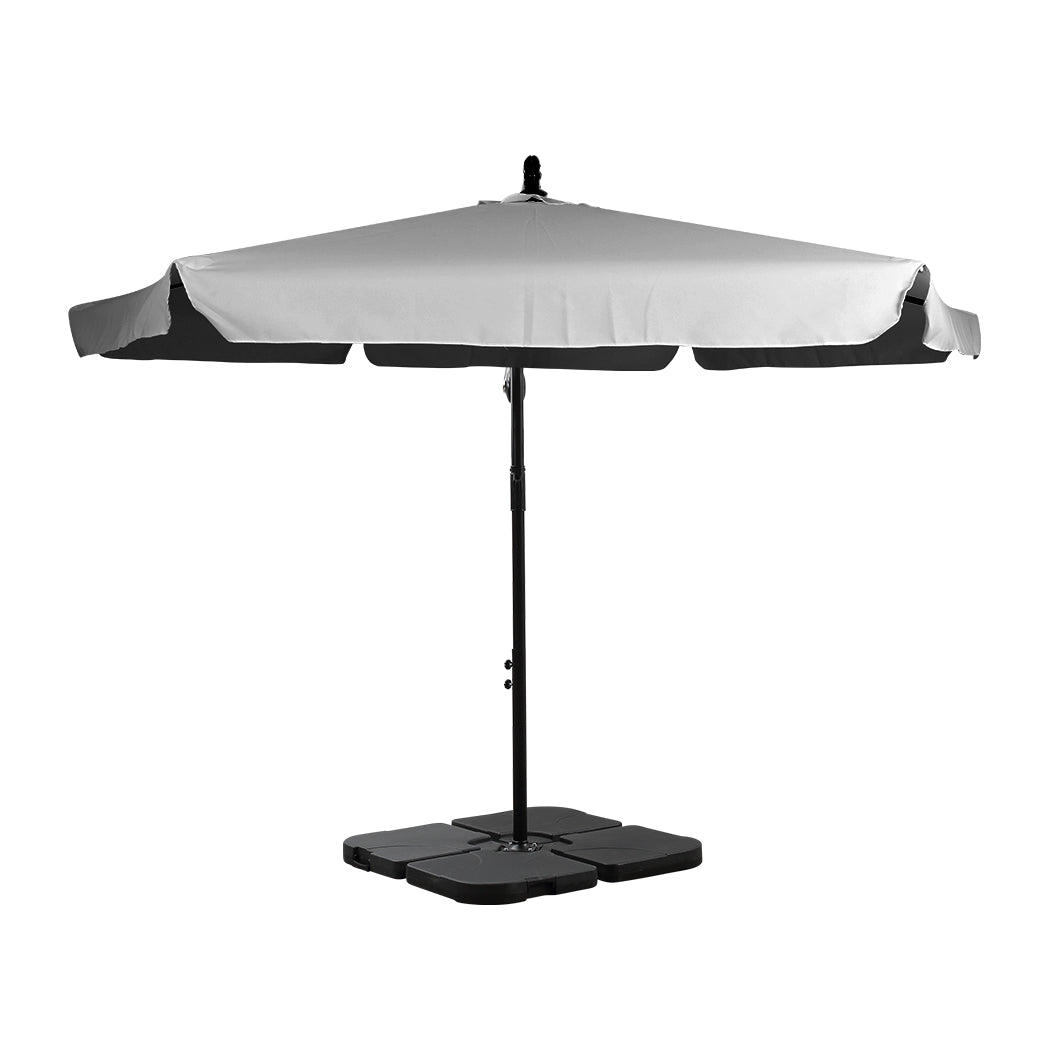 3m Kalaoa Outdoor Umbrella Patio Cantilever with Base - Grey