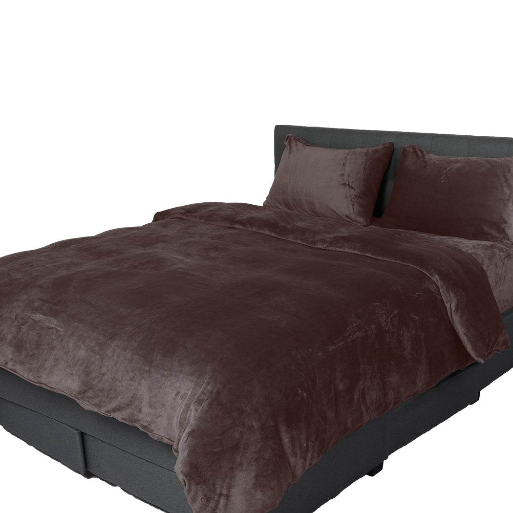 DOUBLE Luxury Flannel Quilt Cover with Pillowcase - Mink