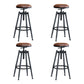 Set of 4 Trieste Rustic Industrial Bar Stool Kitchen Stool Barstool Swivel Dining Chair - Wood