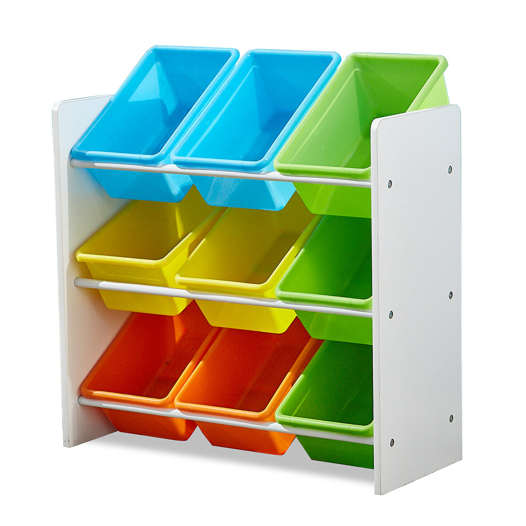 9 Bins Kids Toy Box Bookshelf Organiser Display Shelf Storage Rack Drawer